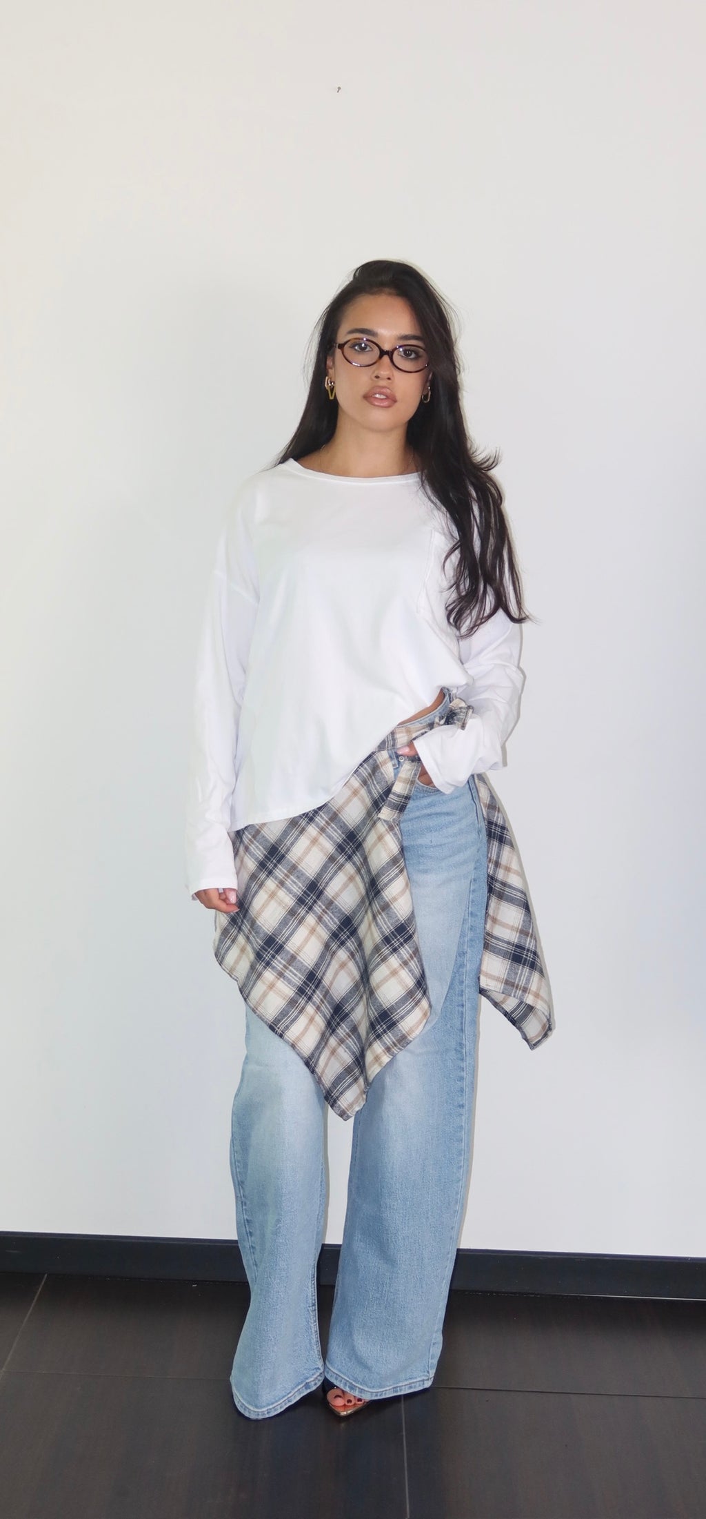 Jeans Denim Chic da donna con camicia removibile in vita, look completo
